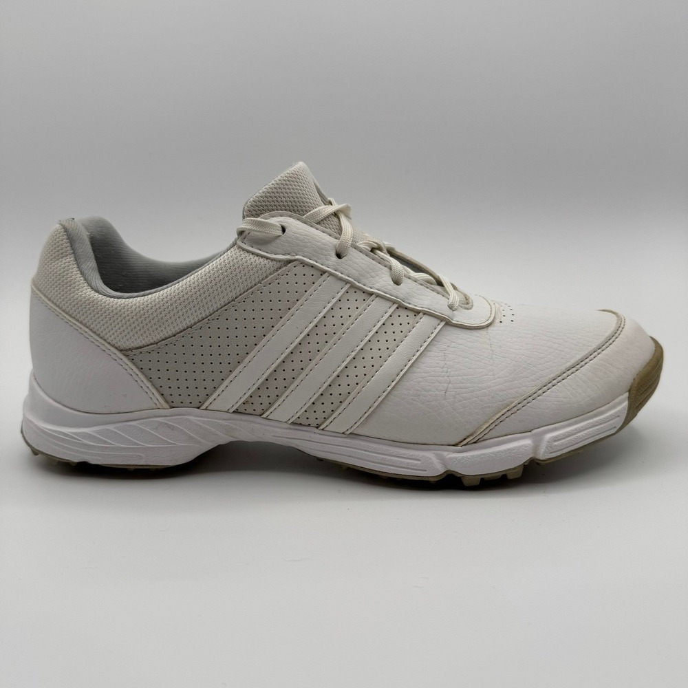 Adidas Q44708 Golf Shoes Men's Size 10 White Leather Spiked Cleats EU 42.5